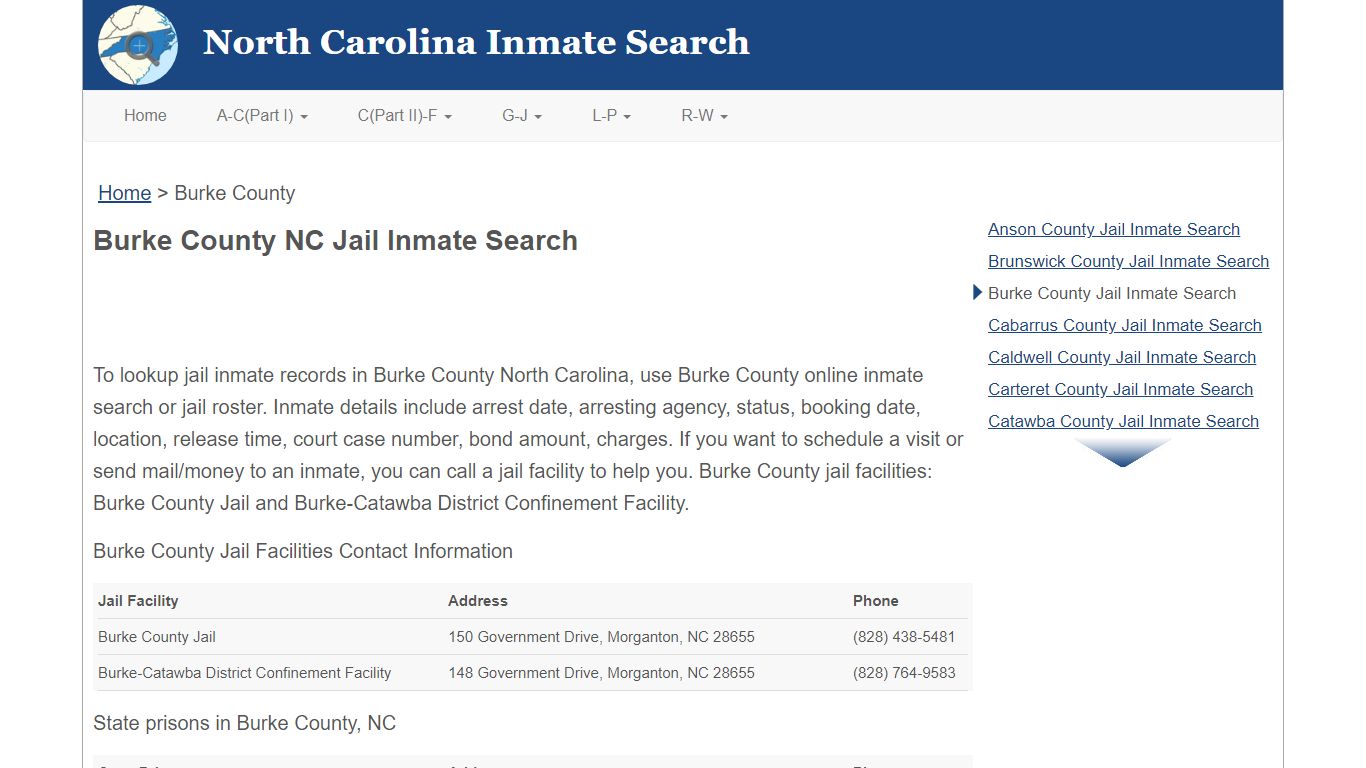 Burke County NC Jail Inmate Search
